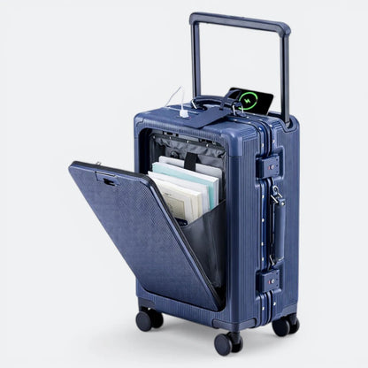 Valise Cabine avec Ouverture Frontale Bleu Gris - | AïtaVia