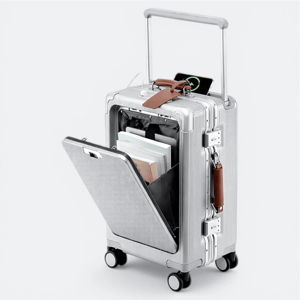 Valise Cabine avec Ouverture Frontale Gris Clair - | AïtaVia