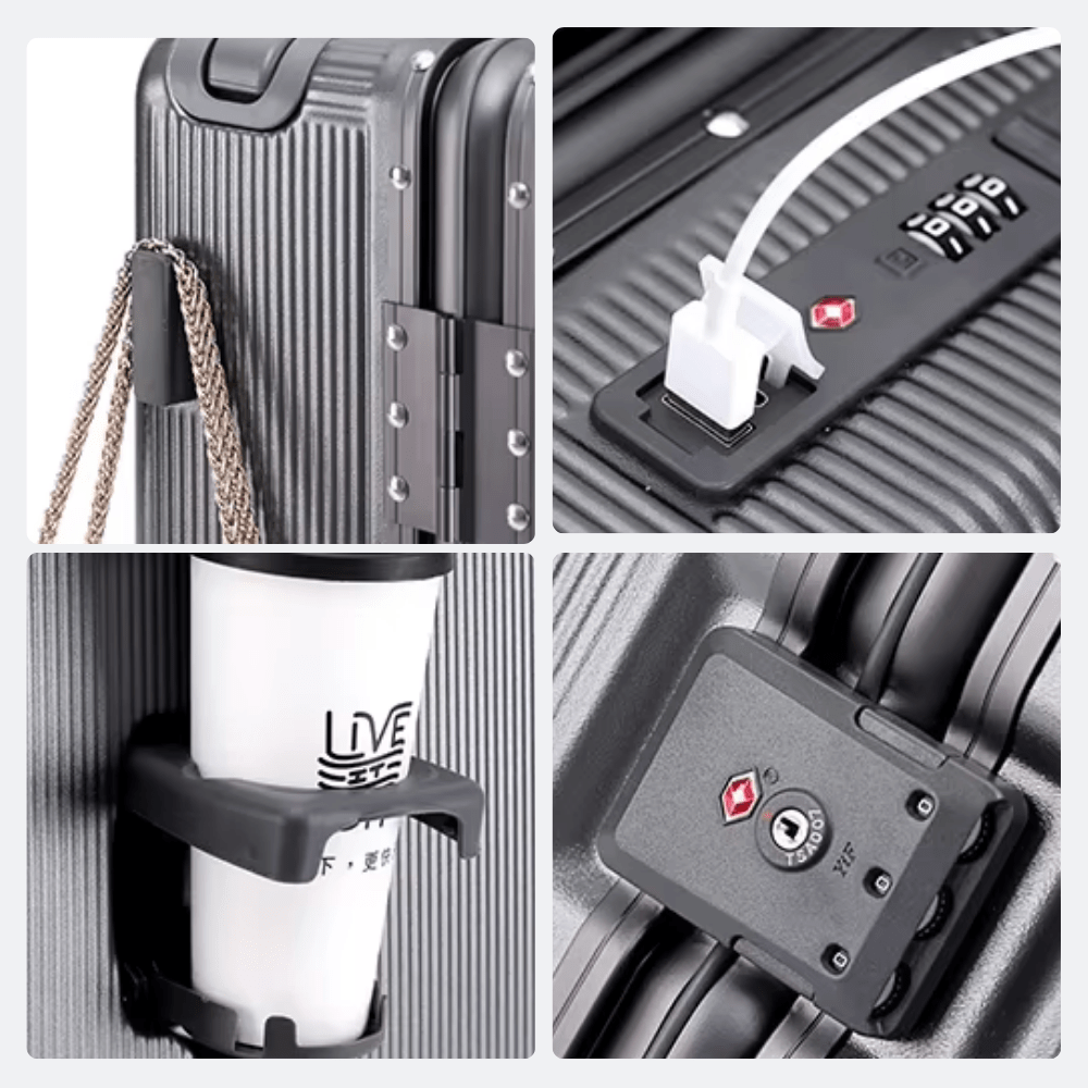 Valise Cabine avec Ouverture Frontale Gris Neutre - | AïtaVia