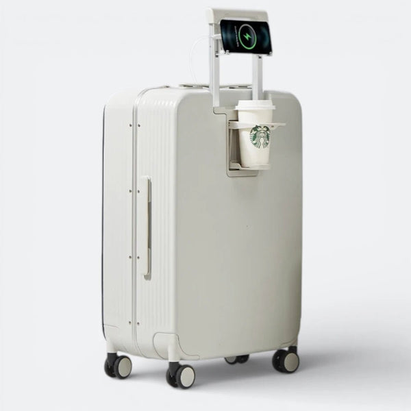 Valise Cabine avec Port USB Blanc Cassé - | AïtaVia