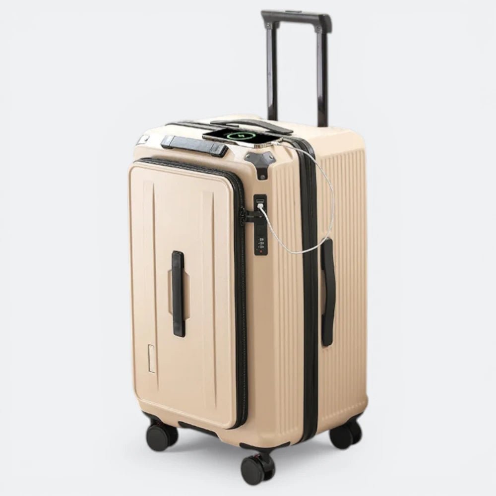 Valise Rigide avec Soufflet Extensible Blanc Crème - | AïtaVia