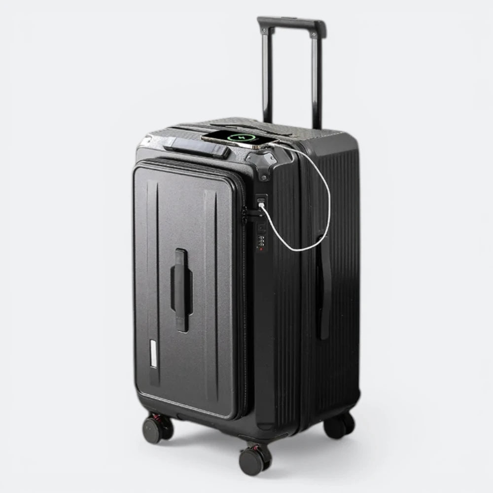 Valise Rigide avec Soufflet Extensible Noir Charbon - | AïtaVia
