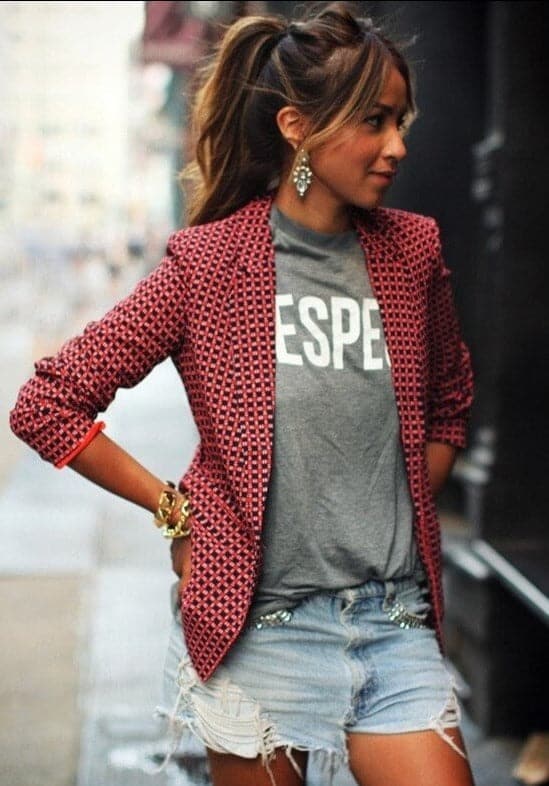 Veste Blazer à Carreaux Rouge pour Femmes - Style Chic