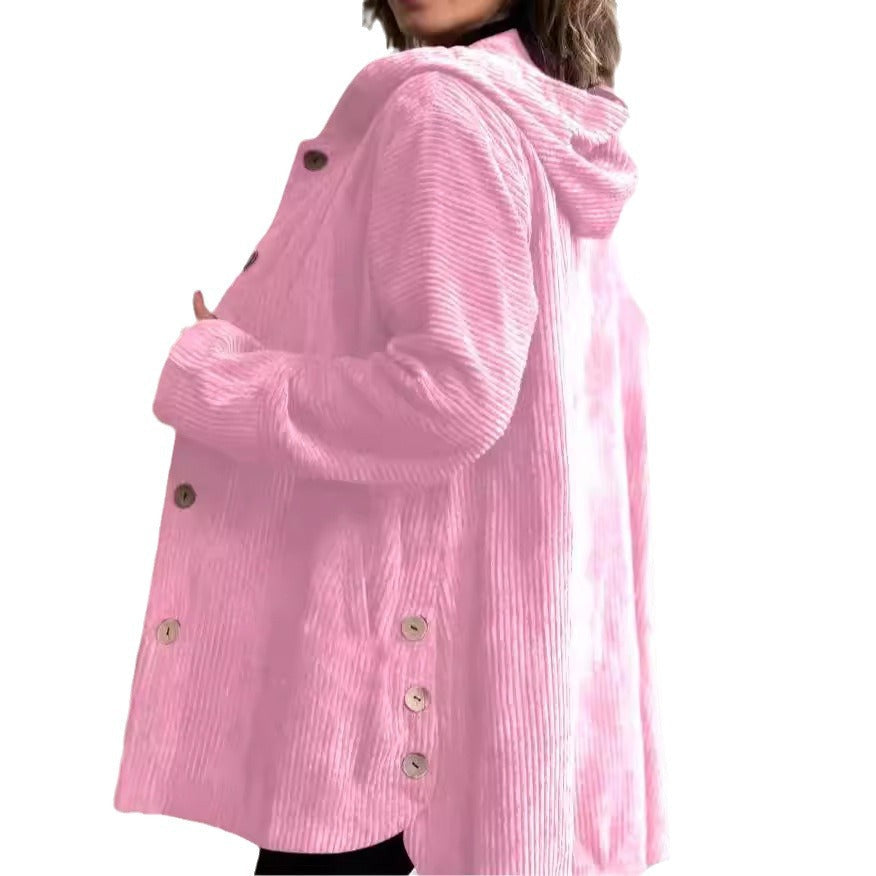 Veste Boutonnée Mi-Longue à Capuche pour Femme | Style Élégant et Décontracté