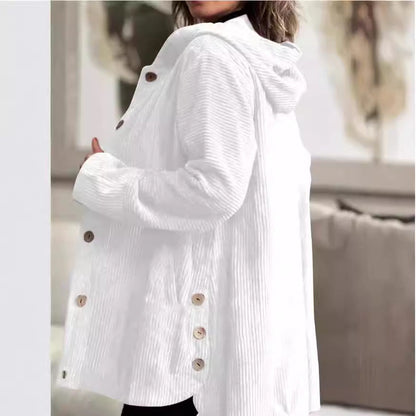Veste Boutonnée Mi-Longue à Capuche pour Femme | Style Élégant et Décontracté