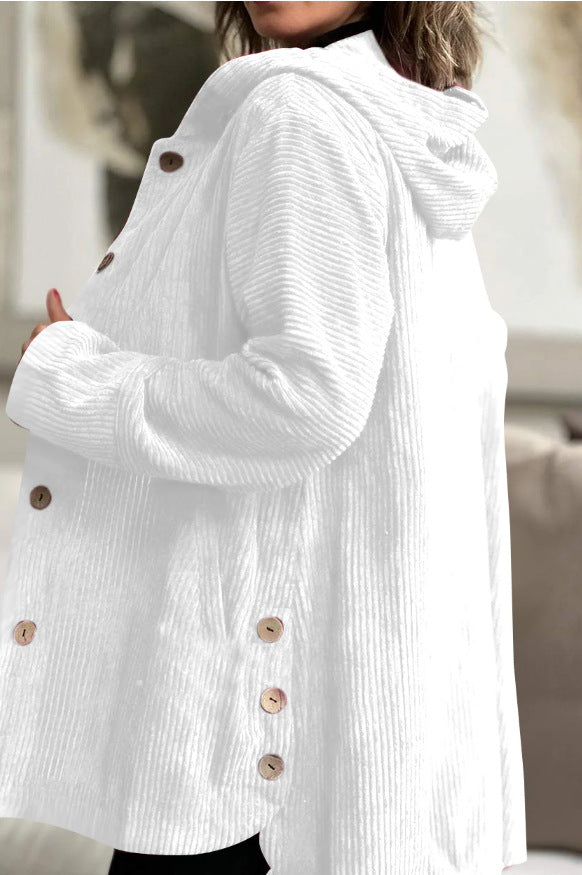 Veste Boutonnée Mi-Longue à Capuche pour Femme | Style Élégant et Décontracté