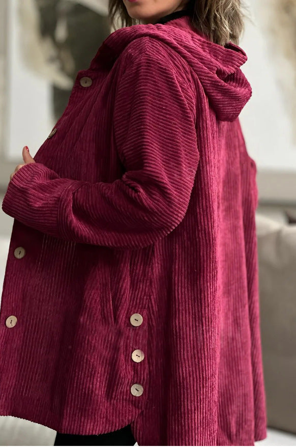 Veste Boutonnée Mi-Longue à Capuche pour Femme | Style Élégant et Décontracté