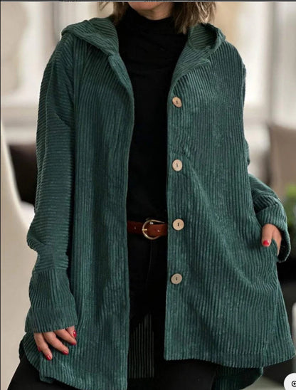 Veste Boutonnée Mi-Longue à Capuche pour Femme | Style Élégant et Décontracté