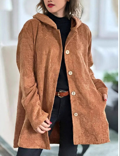 Veste Boutonnée Mi-Longue à Capuche pour Femme | Style Élégant et Décontracté