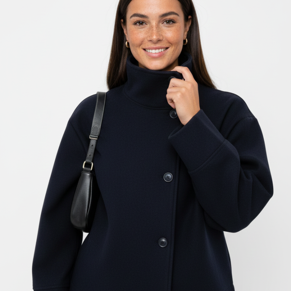 Veste Courte Femme Élégante – Manteau Col Montant Chic pour Automne