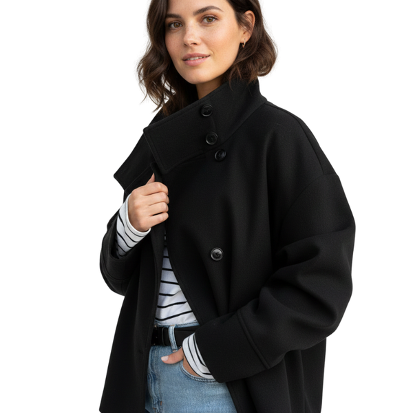 Veste Courte Femme Élégante – Manteau Col Montant Chic pour Automne