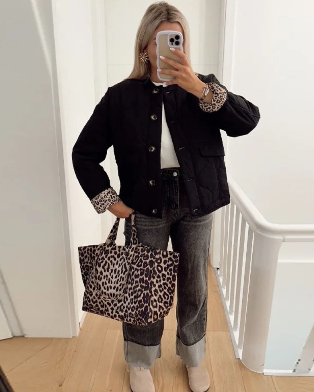 Veste Élégante Doublure Léopard - Chic & Moderne
