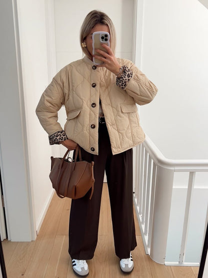 Veste Élégante Doublure Léopard - Chic & Moderne